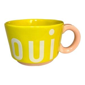 Anthropologie Clare V Yellow & Pink OUI Mug